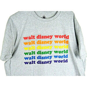 Disney World T-Shirt Rainbow Lettering Size 2XL Gray Cotton Blend WDW Logo